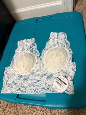 Lace Longline Bralette in White - Women's Intimates